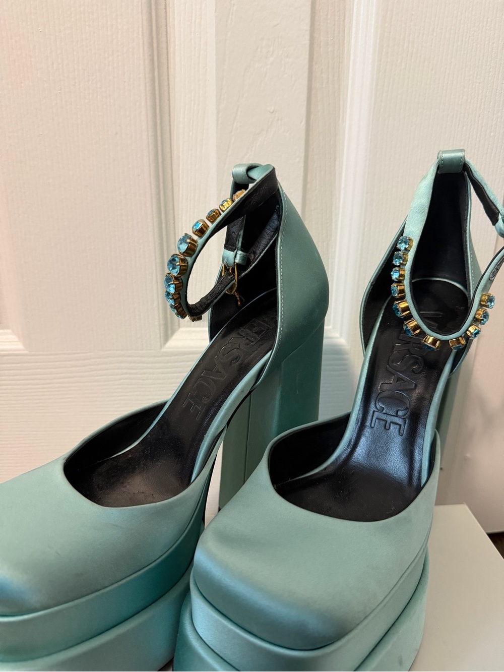 Blue/Green Versace Platform Heel - Picture 4 of 5